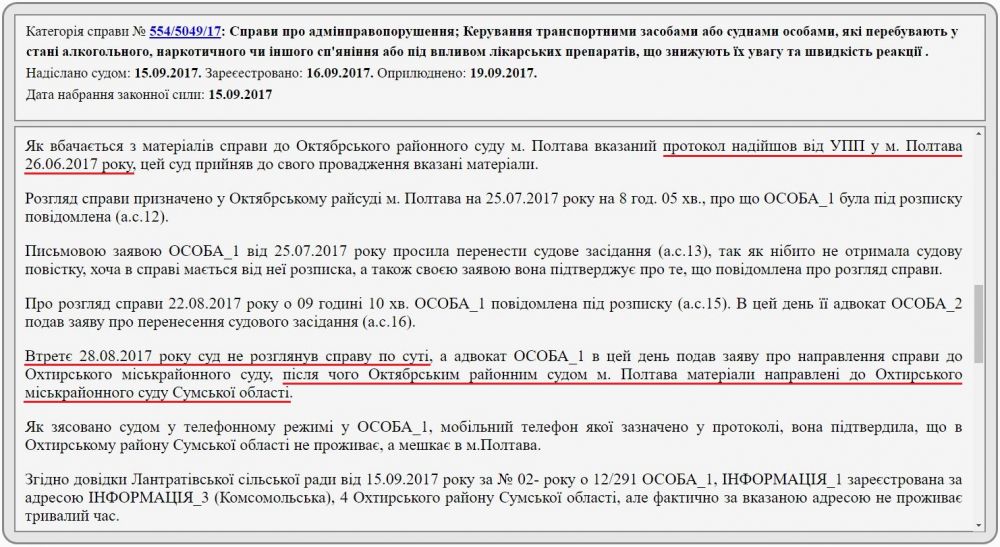 Витяг із постанови Охтирського міськрайонного суду
